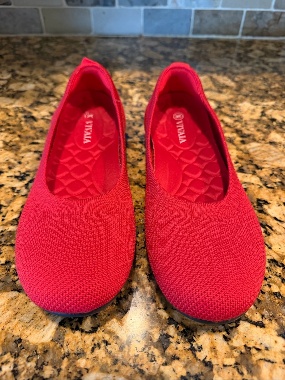 Vivaia Bright Red Knit Slip-On Women's Flats